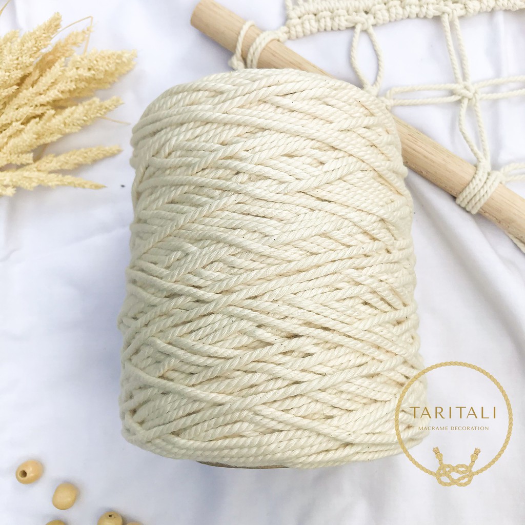[1KG] TALI MACRAME NATURAL BEIGE 3mm | BENANG KATUN/KUR MAKRAME 1KG - 3MM