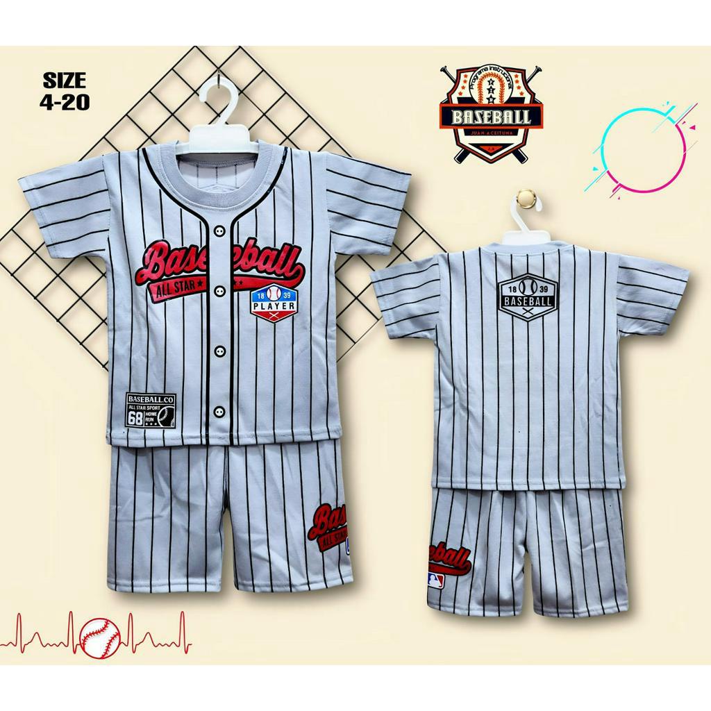 SETELAN BAJU ANAK BASEBALL PLAYER UNTUK ANAK 2-10 TAHUN KE302