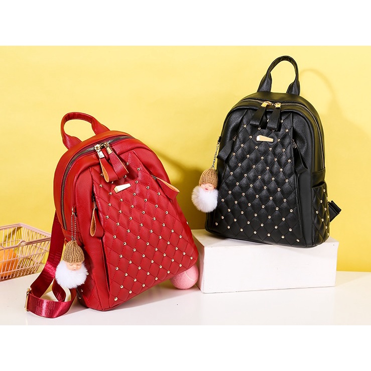 BJ71055 - BLACK/BLUE/GREEN/RED/YELLOW - TAS RANSEL PUNGGUNG BACKPACK TAS WANITA FASHION IMPORT MODIS ELEGAN TERMURAH TERLARIS TERBARU BAGSTORE JAKARTA TAS BATAM CR7240 GT1860 BQ3688