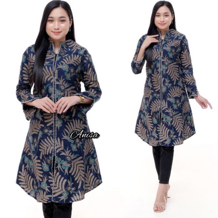 TUNIK BATIK ANISA ZEEPER MOTIF DAUN ◦ GST.26Au22ᵀ