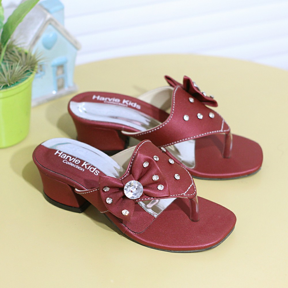 Sandal Anak Perempuan Jepit Hak Tahu Motif pita HR-02