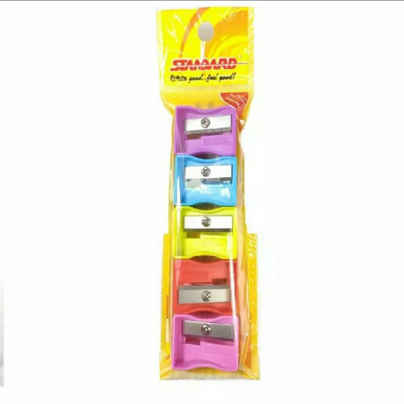 

STANDARD PASCOLA SHARPENER TRIANGULAR HAPPY JUNIOR SERUTAN RAUTAN ISI 5 PCS MIX COLOR
