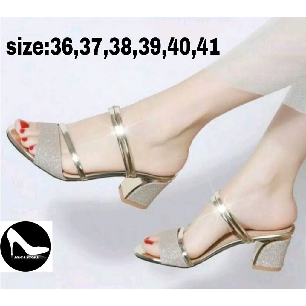 Sendal Wanita Chunky Heels / Sandal Murah / Sandal Pesta / Sandal Hak Tahu 5 Cm  A86