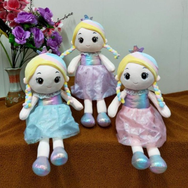 Boneka Cewek Baju Pelangi Size 55cm/Boneka pretty girl/boneka anak perempuan/boneka lucu/