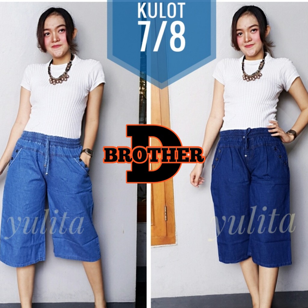 CELANA KULOT JEANS PENDEK WANITA 3/4 DAN 7/8 LIGHT NAVY MURAH