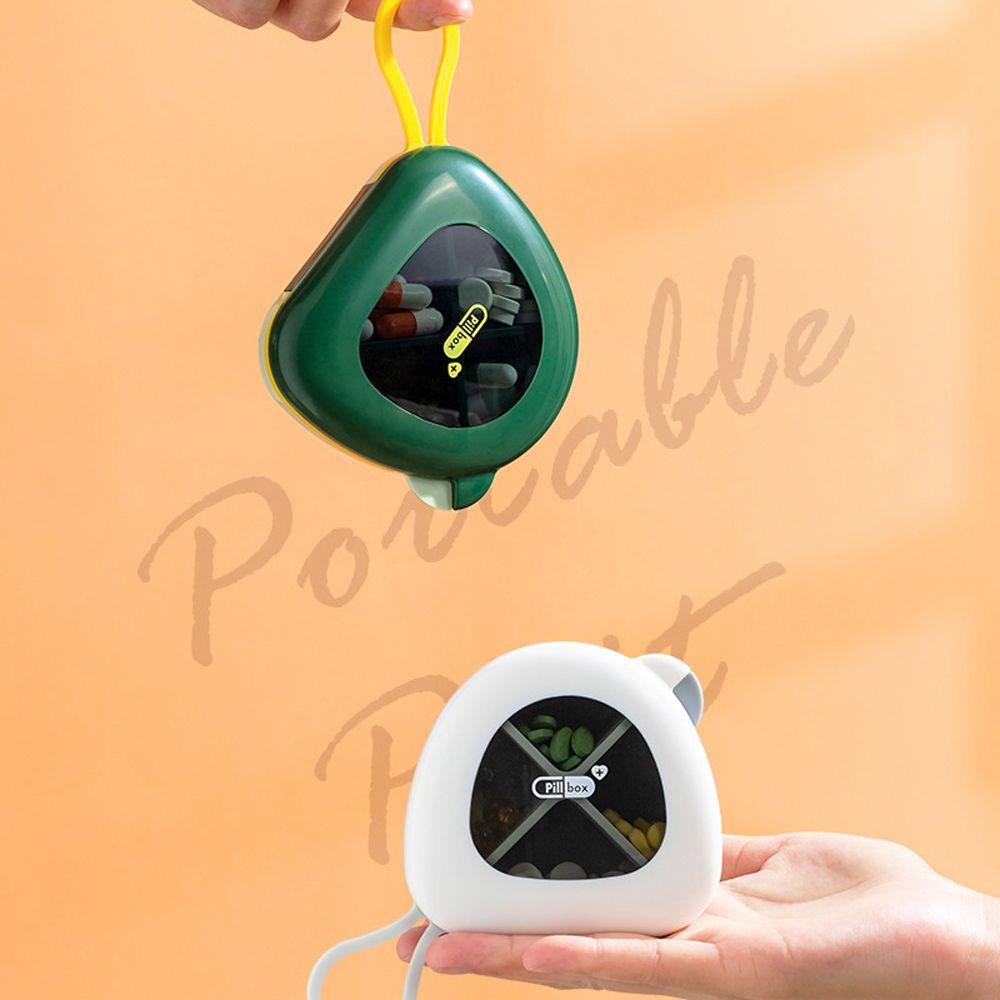 Nickolas1 Kotak Pil Mini Portable Lanyard Tablet Wadah Penyimpanan Obat Organizer Penyimpanan Perhiasan Berputar Pill Box