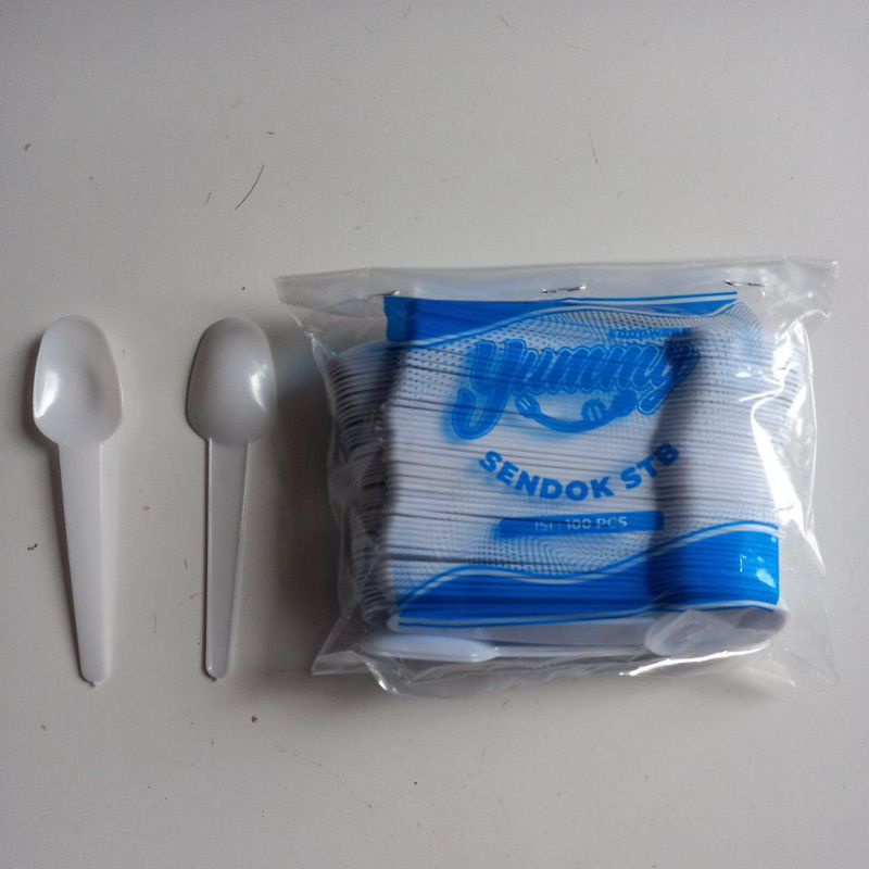 sendok puding sendok plastik kecil sendok jelly isi 100pcs