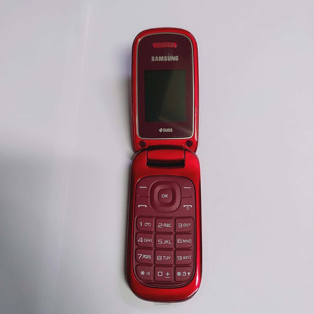 hp lipat samsung E1272 murah jadul samsung lipat dual sim-Merah