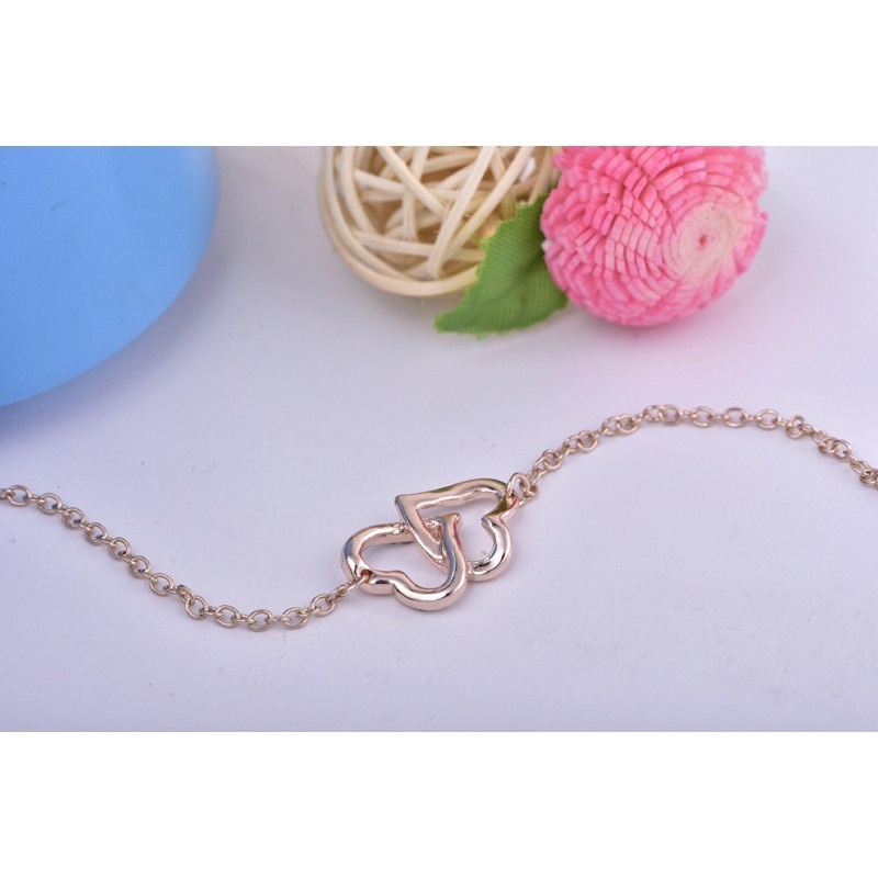 Gelang Wanita Rantai Double Hati Pasangan Korea Dalika-1