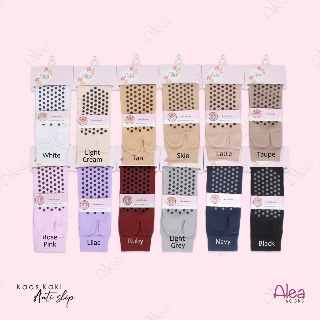 ALEA - Kaos Kaki Anti Selip Anti Licin | Kaos Kaki Wanita untuk Muslimah Sekolah Kerja Umroh dan Haji Antislip Anti Kepleset Anti Slip