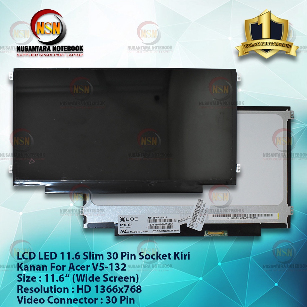 LED LCD Layar 11.6 Slim 40 Pin For Dell Lenovo BenQ