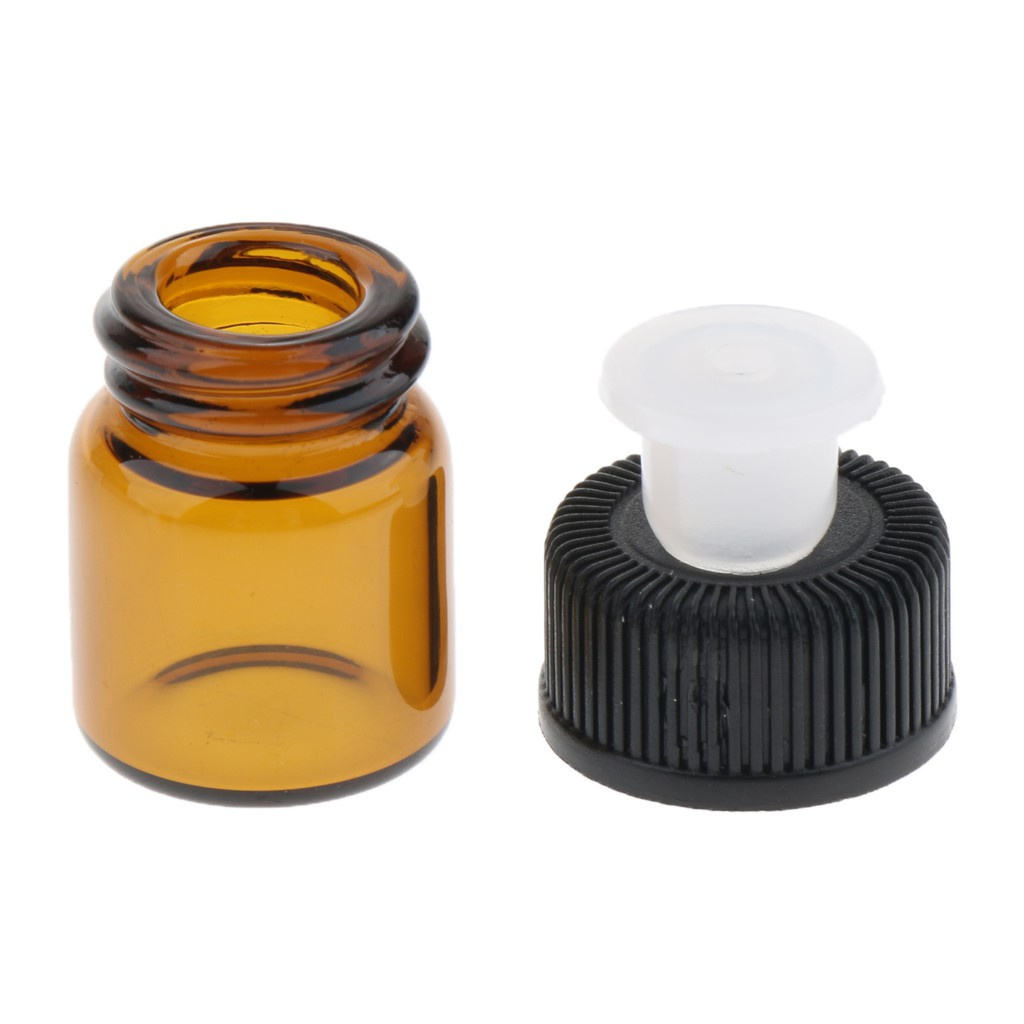 Botol Kaca Amber Mini Portable Holder Essential Oil 1ml Dengan Tutup Putar