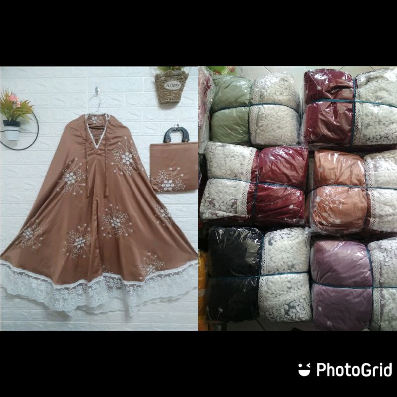 mukenah bordir renda putih