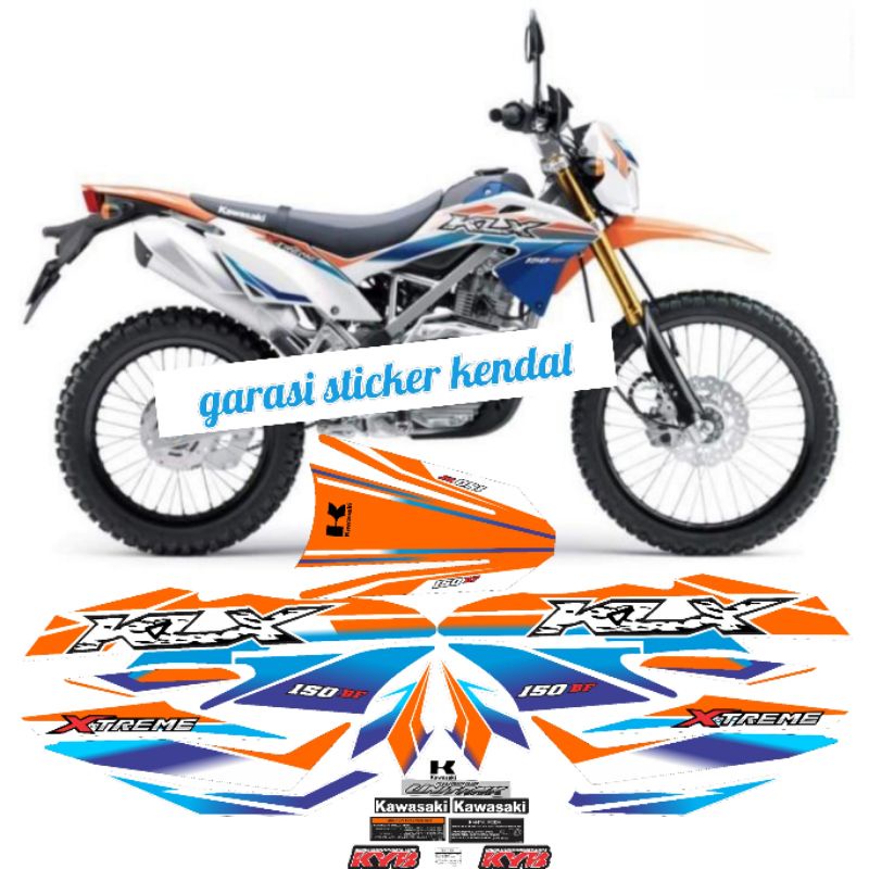Striping Kawasaki KLX Bf SE Extreme th 2017 Orange putih biru