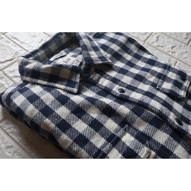 GAP Man Navy - White Gingham Flannel Overshirt