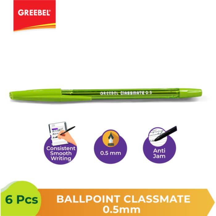 Ballpen Pulpen Greebel Ballpoint Classmate0.5 Black - 6pcs.