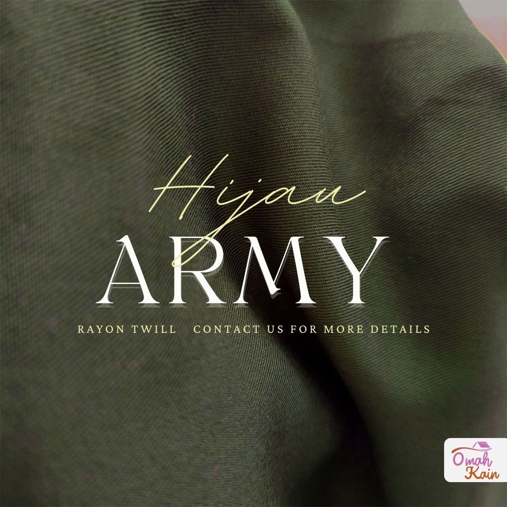 KAIN RAYON TWILL VISCOSE (100% rayon, jatuh, adem, tebal, lembut dan tidak berbulu) #omah kain-HIjau Army