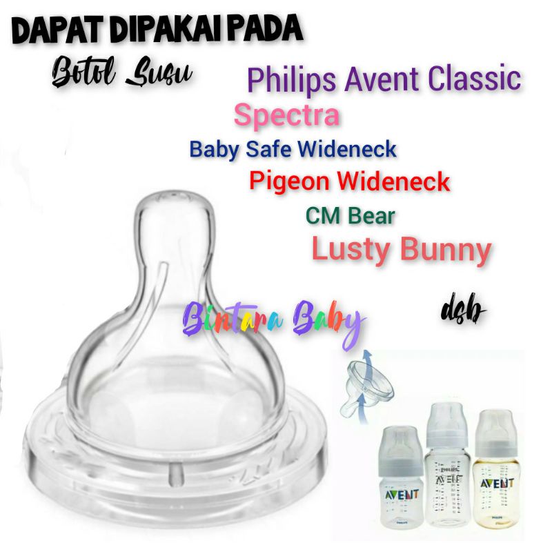 Silicone Nipple Dot Untuk Botol Susu Avent Classic / Dot botol susu avent wide neck classic