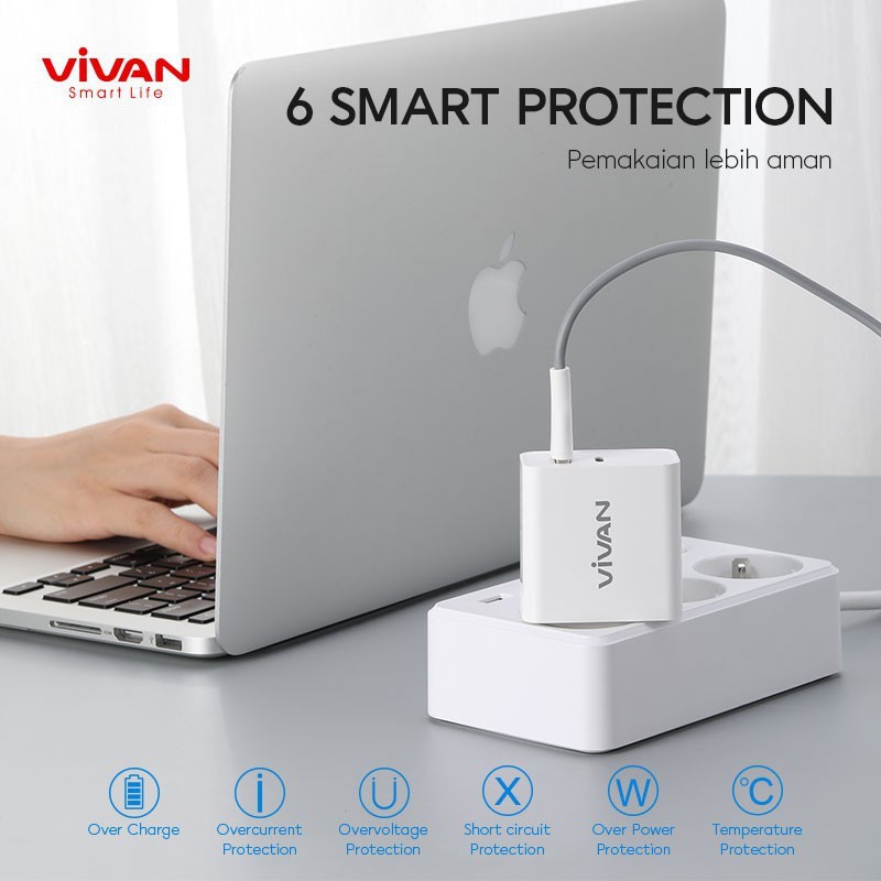 Vivan Power Blitz Charger Fast Charging 30W PD and QC3.0 With Kabel TYPE-C - Garansi Resmi 1 Tahun