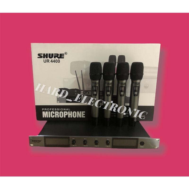 Mic Wireless Shure UR 4400 Plus Hardcase Mic 4 Channel Handle FREE BUSA MIC 4 PCS