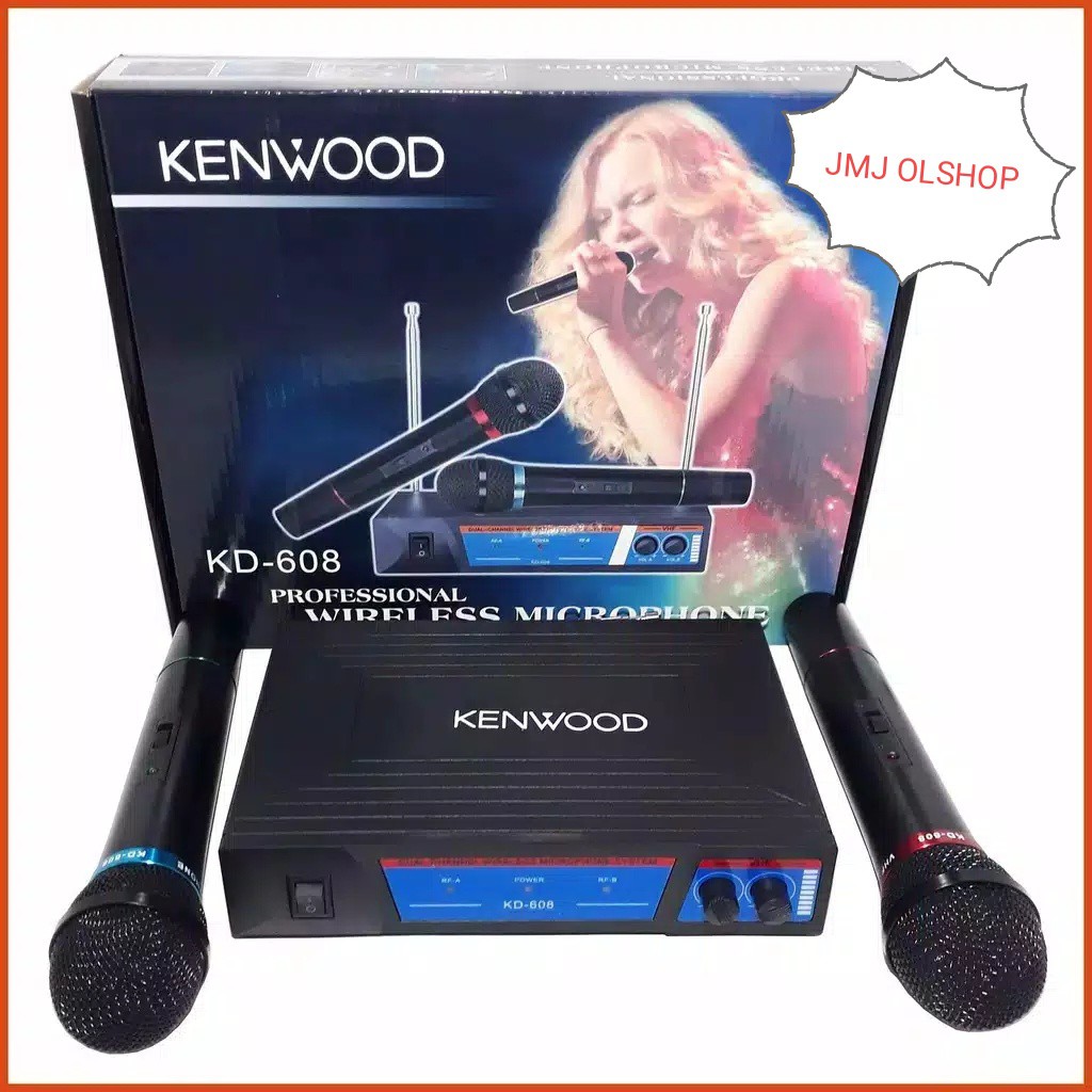 Mic Wireless Double Kenwood KD 608 Microphone / Mik Tanpa Kabel
