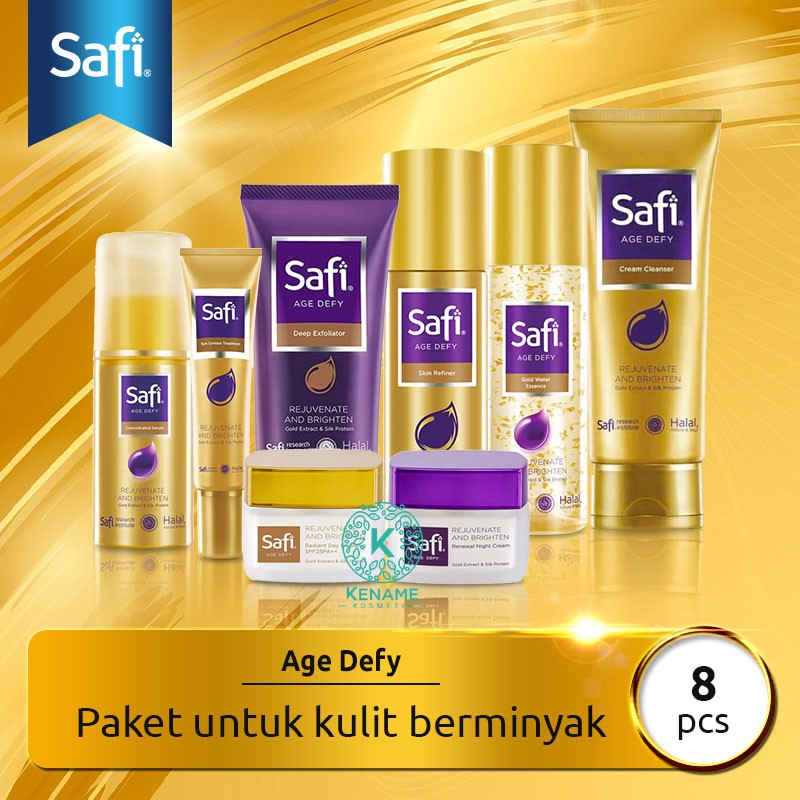 Paket SAFI Age Defy Series - Anti Aging Lengkap 8 in 1 untuk Kulit Berminyak dan Normal - Pelembab -