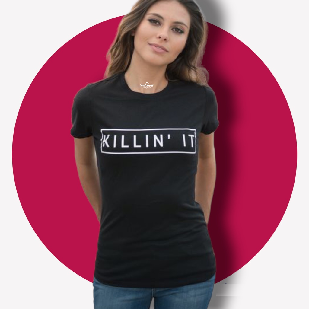 Indoholic Atasan Wanita Baju Kaos distro Oversize Polos Pakaian Tumblr Fashion Original Combed 100% Killin't