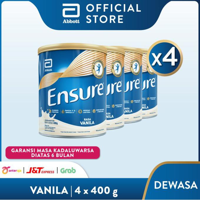 

[[BISA COD]] Ensure Vanila 400 g Susu Nutrisi Dewasa Rendah Laktosa - 4 klg SALE Kode 1129