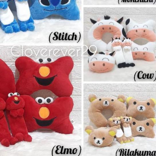 ✬ Bantal Lehar karakter Face & Bantal Headrest Mobil 4in1 accessories mobil ☄