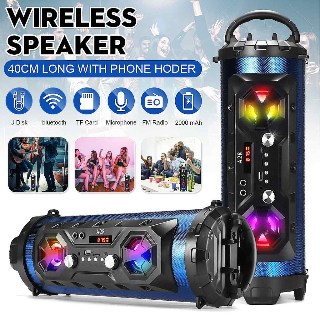 SPEAKER WIRELESS BLUETOOTH PORTABLE A28 SUPER  BASS/SPEAKER BAZOOKA FREE MIC