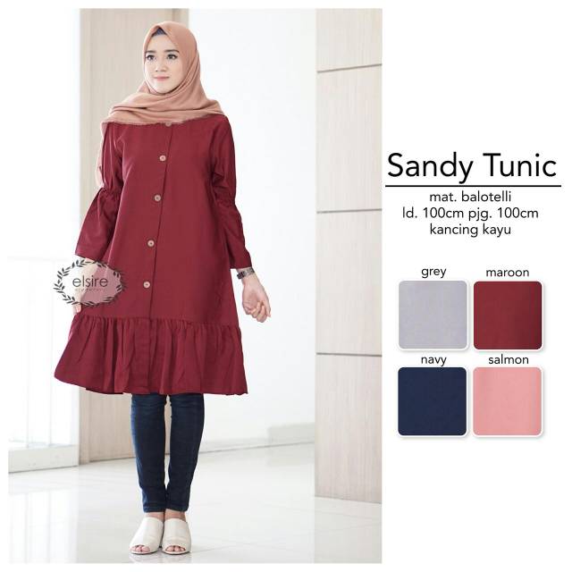 Baju Atasan Muslim Wanita Tunik Sandi Terbaru Trends Fashion Kekinian