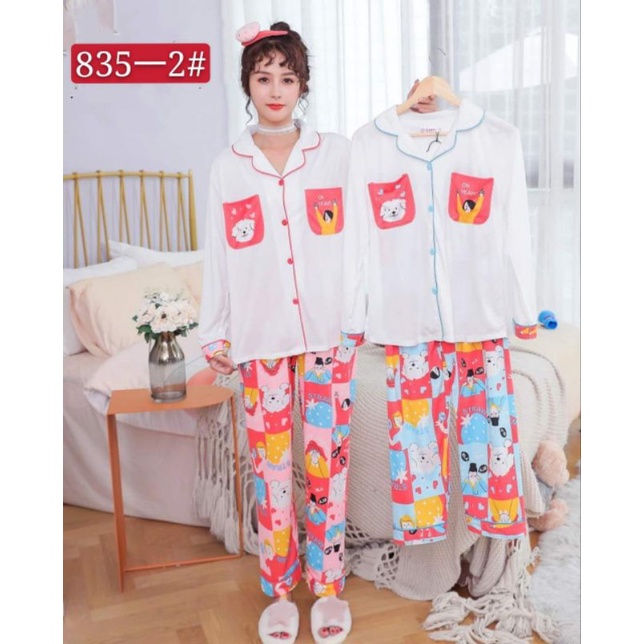 Baju Tidur Piyama Import Premium Setelan Lengan Panjang Wanita Pinkdose