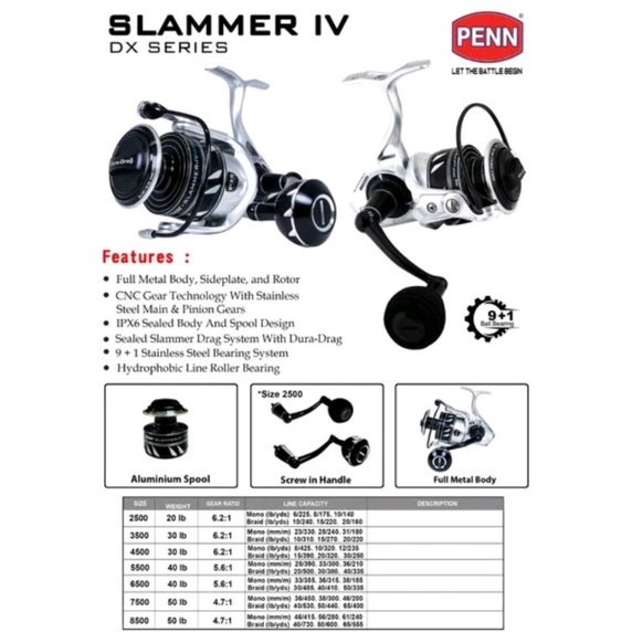 reel penn slammer IV dx 6500