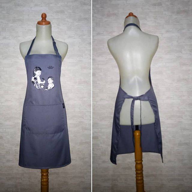 Celemek apron basic abu,celemek masak,celemek dapur,celemek pria wanita,celemek waitres