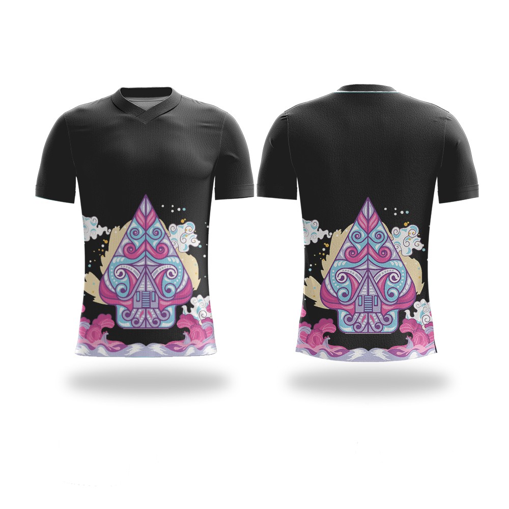 Kaos Baju Jersey Sepeda Gowes Costum Satuan Motif Batik Dry Fit BGS03 Lengan Pendek Miku Jersey