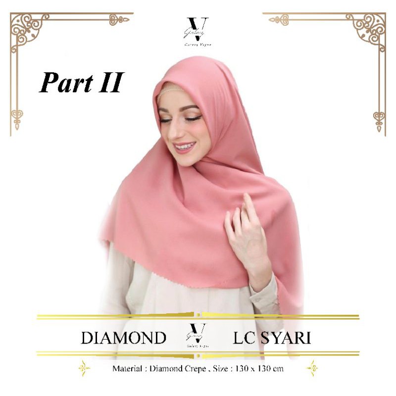 (130x130 cm) AZARA DIAMOND SYARI Lasercut Segi Empat Polos Hijab Jumbo Part II