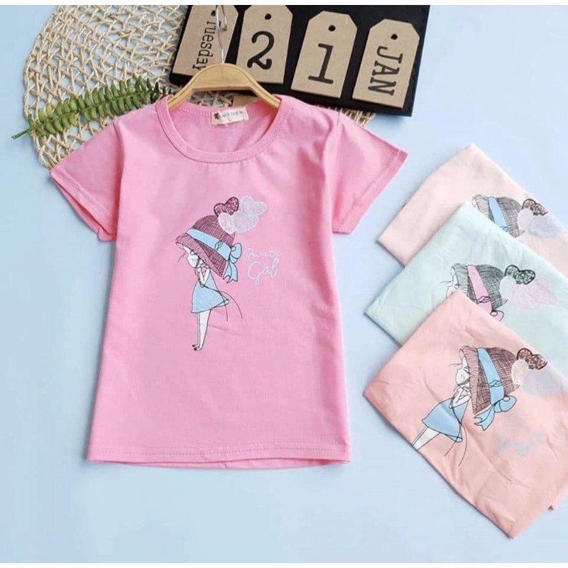 Paket Hemat 3 pcs kaos anak perempuan motif import 18 bulan-10 tahun