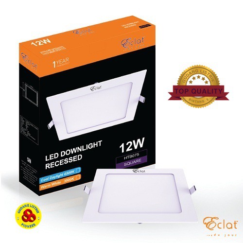 ECLAT LED Downlight 12W Kuning Inbow Kotak LED Panel 12 Watt 3000K WW Warm White