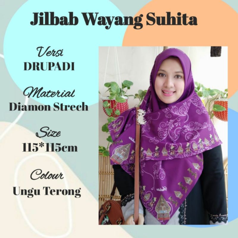 Kerudung Wayang suhita Ungu Tua