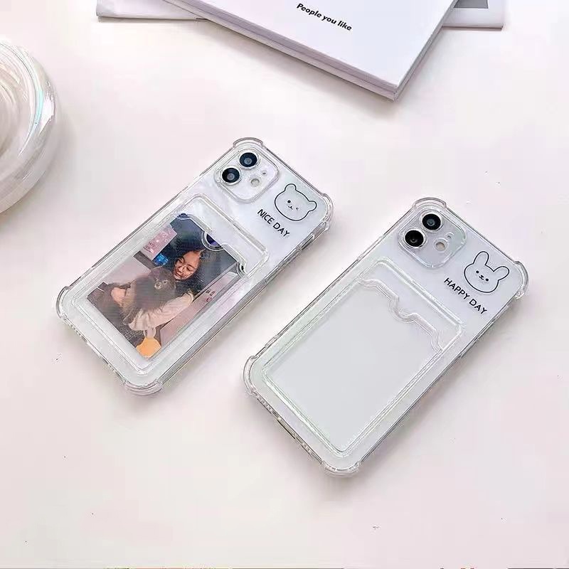 Soft Case Silikon TPU Transparan Shockproof Motif Beruang Untuk IPhone 13 12 Mini 11 10 Pro XS Max X XR 8 7 6 6S Plus SE 2020