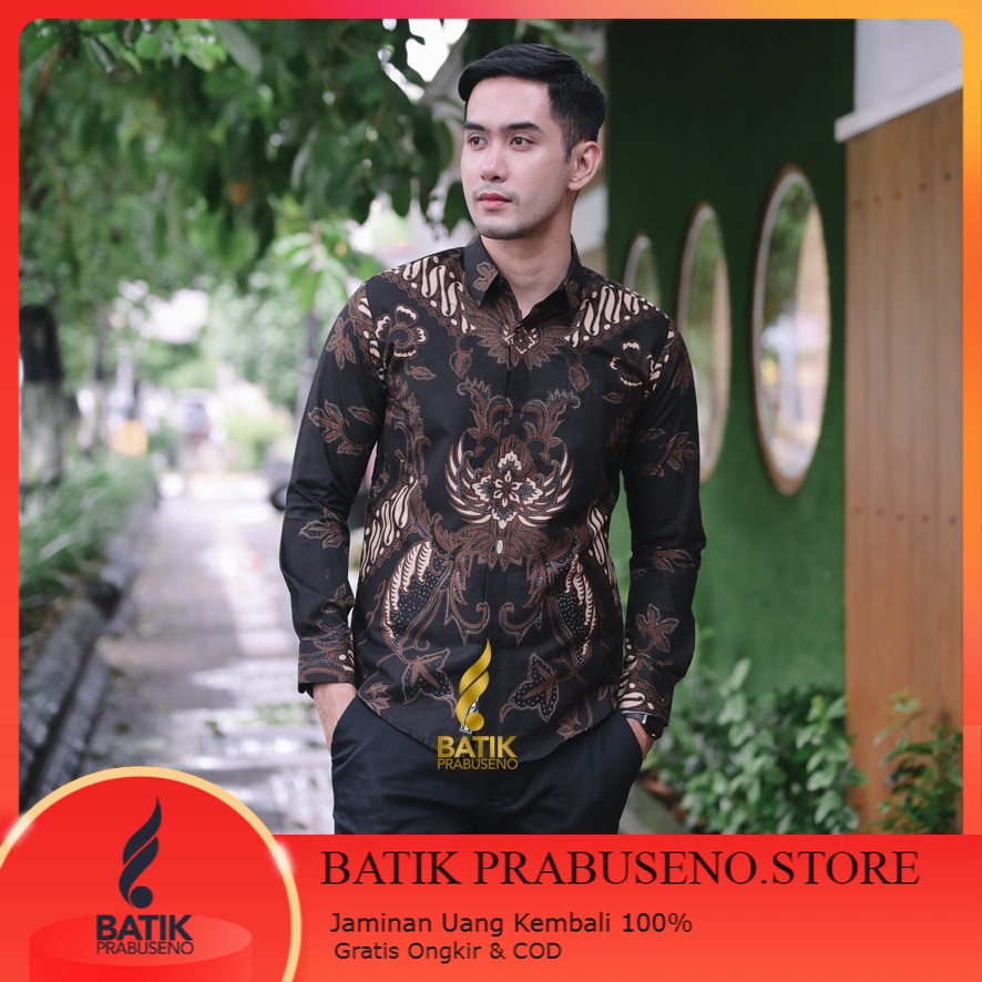 Paran wangsa Kemeja Kerja Kantor Batik Pria Lengan Panjang Branded Slimfit Original Prabuseno Atasan