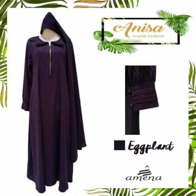 Gamis set cadar anisa embos safir by amena xl warna eggplant(ungu tua)