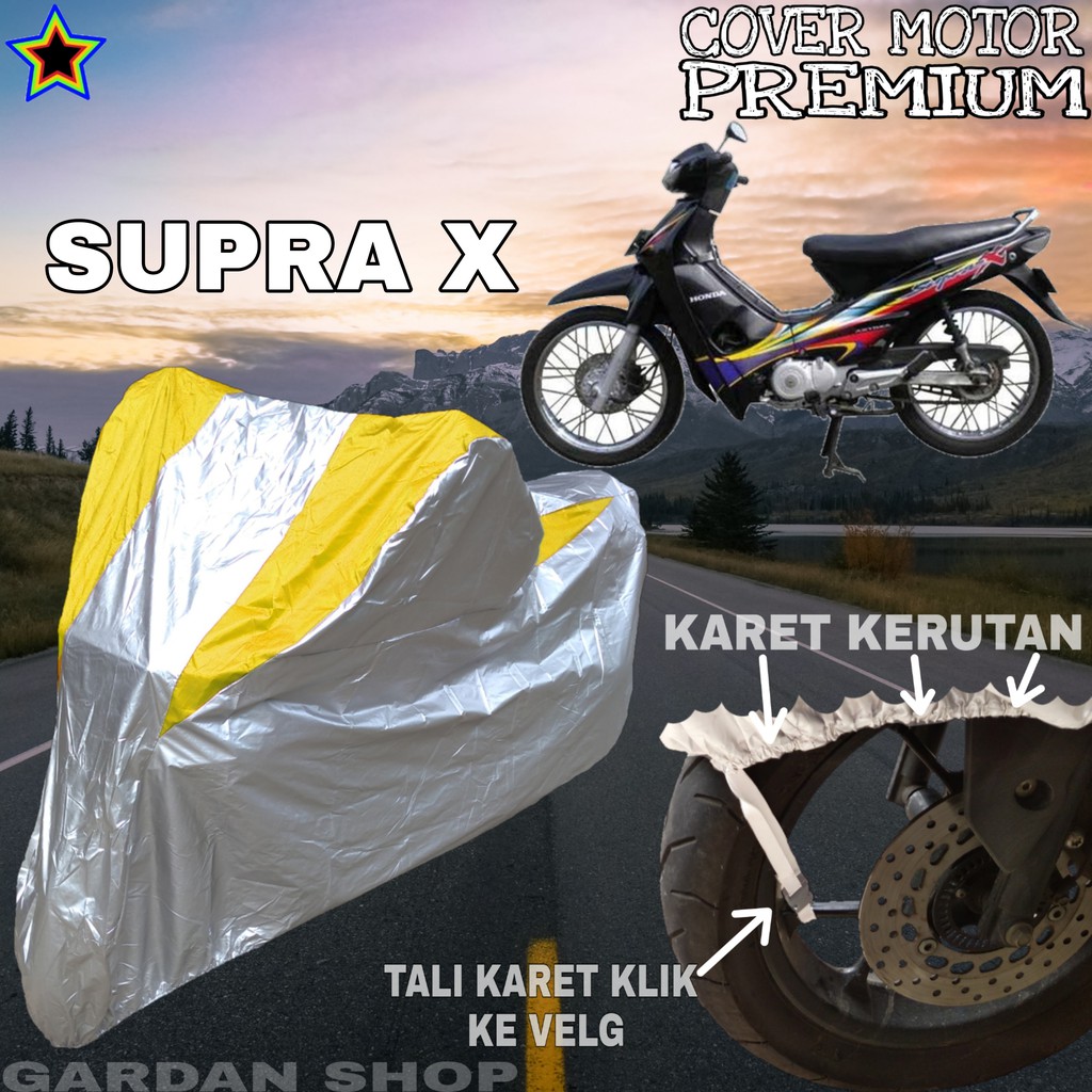 Sarung Motor SUPRA X Silver KUNING Body Cover Supra PREMIUM