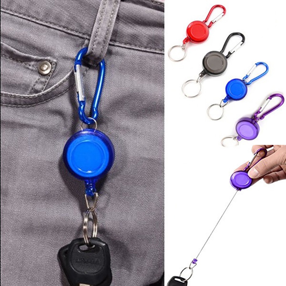 Canaan Gantungan Kunci Carabiner Holder Kartu Id / Ski Pass Retractable