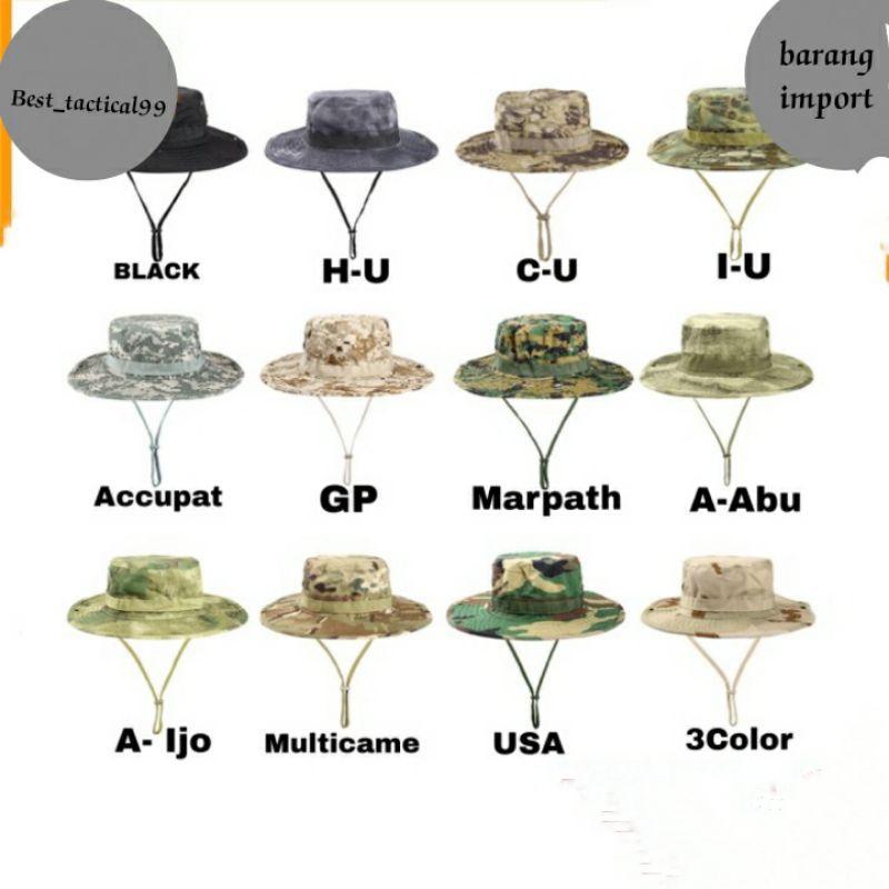 topi rimba tactical / topi outdoor / import