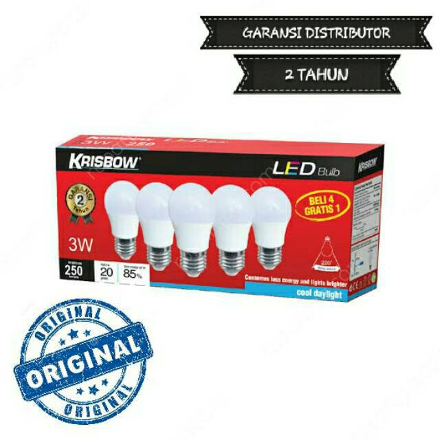 Lampu bohlam LED KRISBOW 3 watt 5 pcs