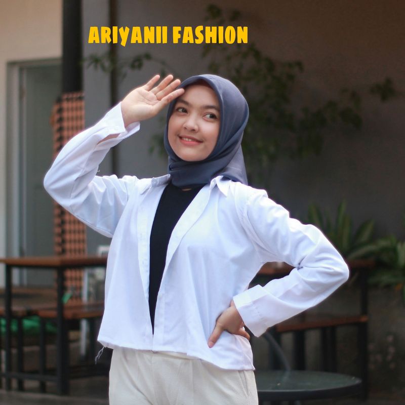 ARN - KEMEJA WANITA POLOS CROP TOP BLOUSE KEKINIAN OUTER SHIRT KOREAN ATASAN LENGAN PANJANG MURAH STYLE