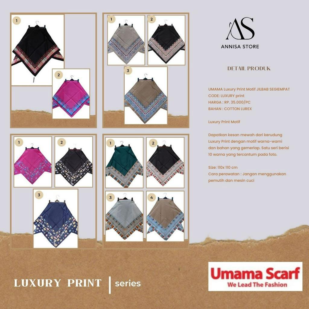 HIJAB SEGI EMPAT UMAMA LUXURY PRINT MOTIF / UMAMA SCRAF JILBAB SEGIEMPAT MODEL LUXURY PRINT MOTIF / 