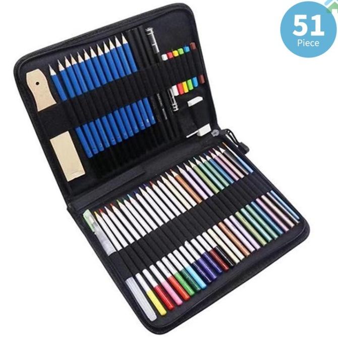 

KHO [IN STOCK] 51-PIECE COLORED PENCILS SET DRAWING PENCILS AND SKETCH YHJTY54654