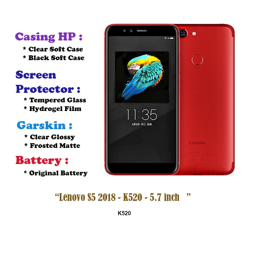 Lenovo S5 2018 - K520 - 5.7 inch - Case - Screen Protector - Battery - Dll